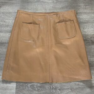 Tan Leather Women's Skirt